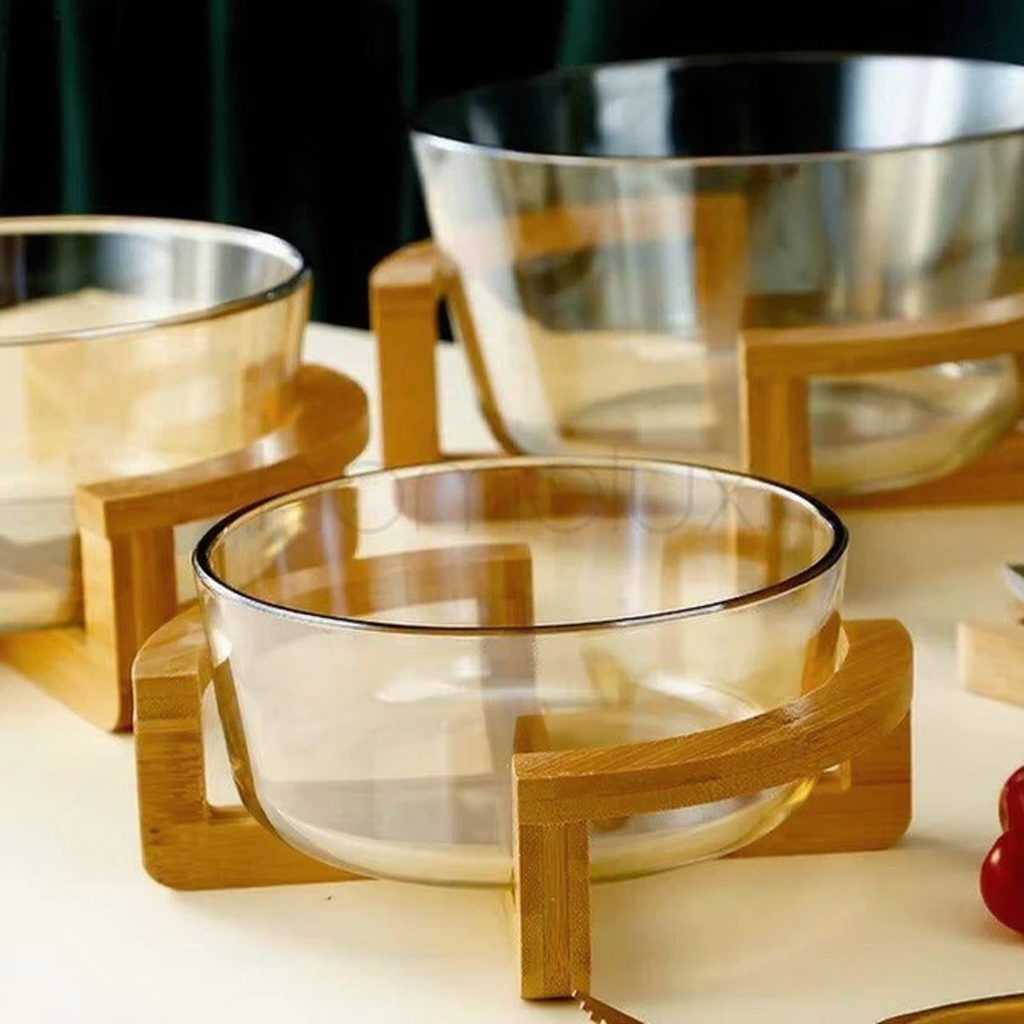 European Style Transparent Glass Fruit Basket