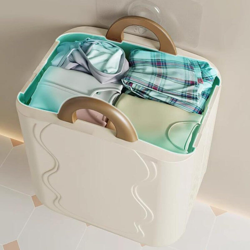 Hanging Laundry Hamper with Carry Handle | Foldable Plastic Laundry Basket & Wall Storage Organizer