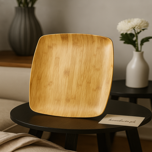 Melamine Bamboo Serving Tray – Premium Rectangular Food Platter | Adornia.pk