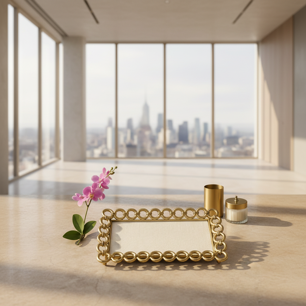 Brilliant Luxury Golden Ring Design Decorative Tray – Premium Vanity & Serving Tray for Home Décor