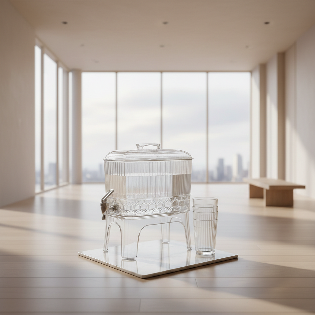 Luxury Acrylic Beverage Dispenser 3.5L with 4 Glasses | Premium Juice & Water Server for Home & Parties