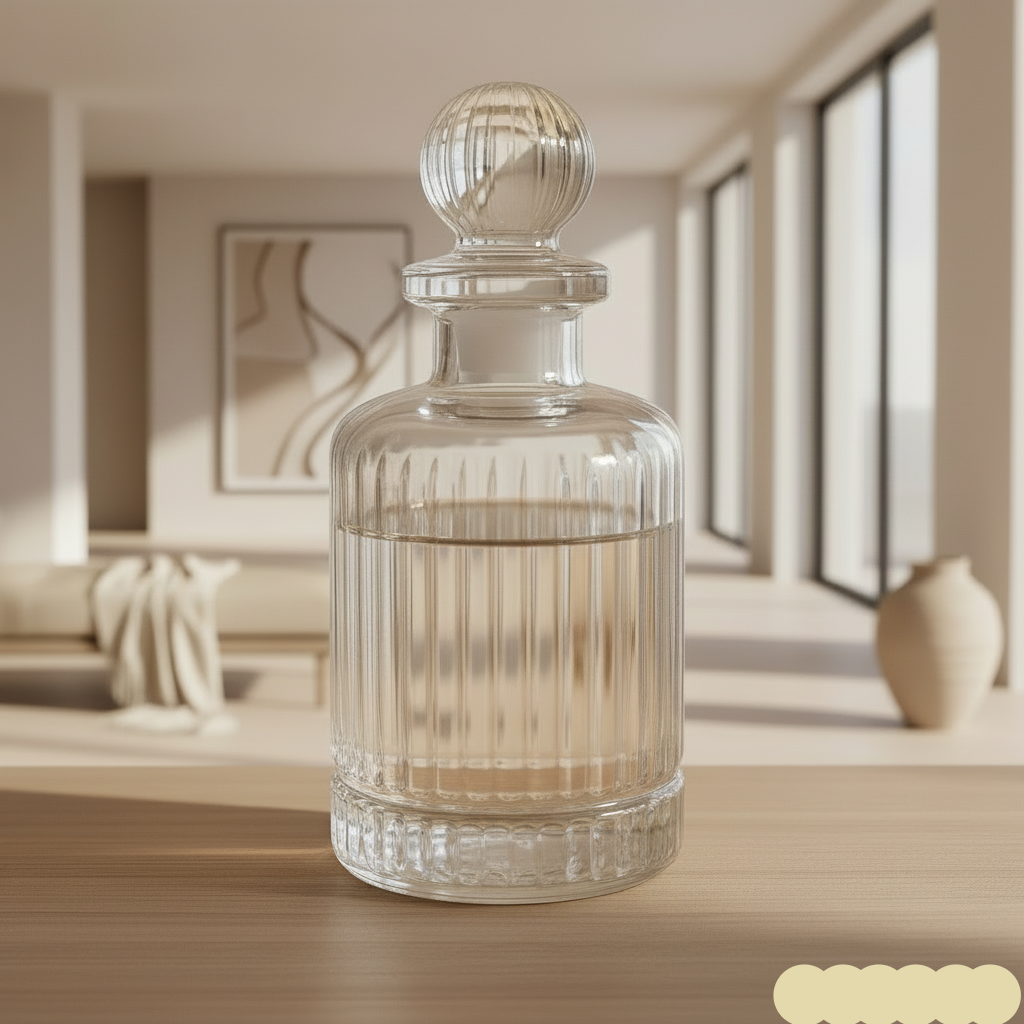 Ziba Premium Vintage Ribbed Glass Decanter – Elegant Drinkware for Home & Kitchen