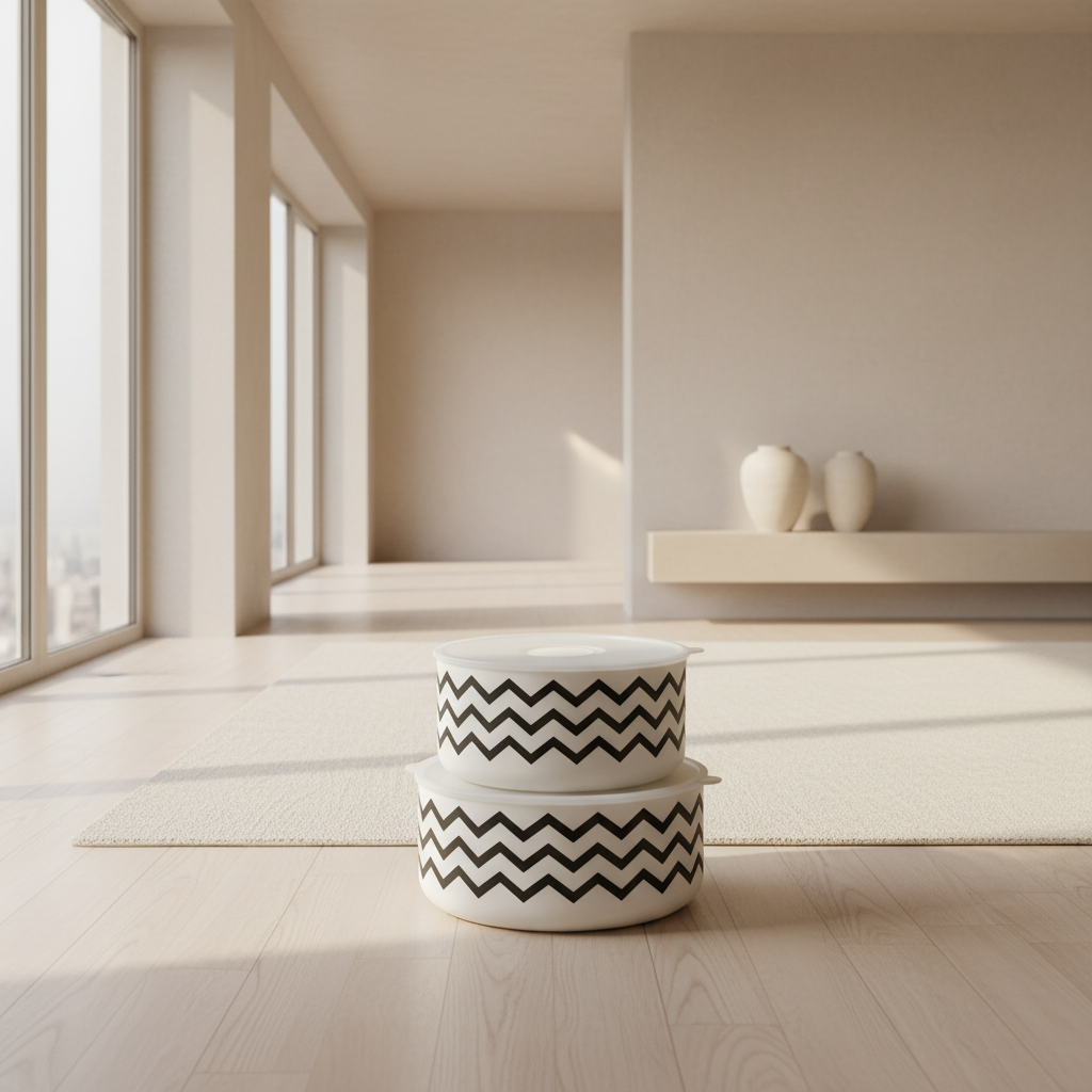 Premium Zigzag Pattern Food Storage Bowl – 1 Pc (Small or Large)