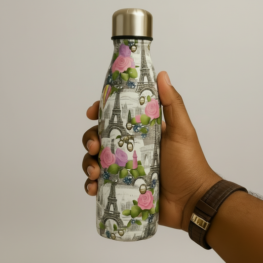 Paris Theme Insulated Water Bottle – Hot & Cold Stainless Steel Travel Bottle