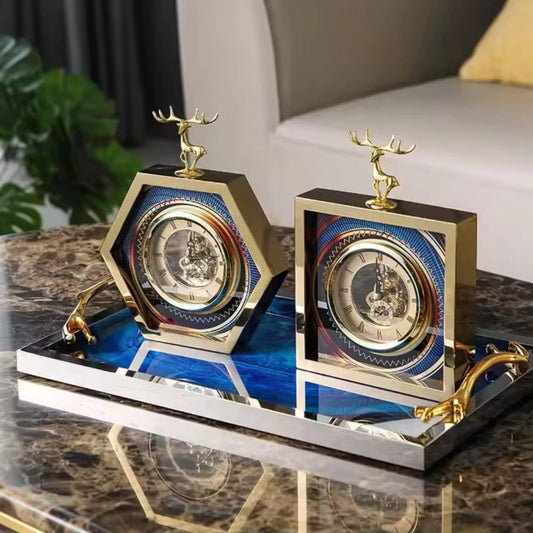 Vintage Desk Clock Metal Antique Style