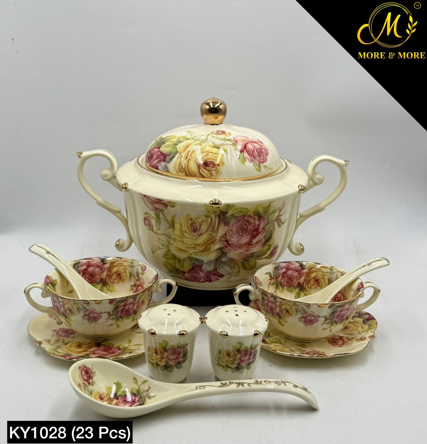 Royal Albert Style 23-Pcs Soup Set | Off-White Body