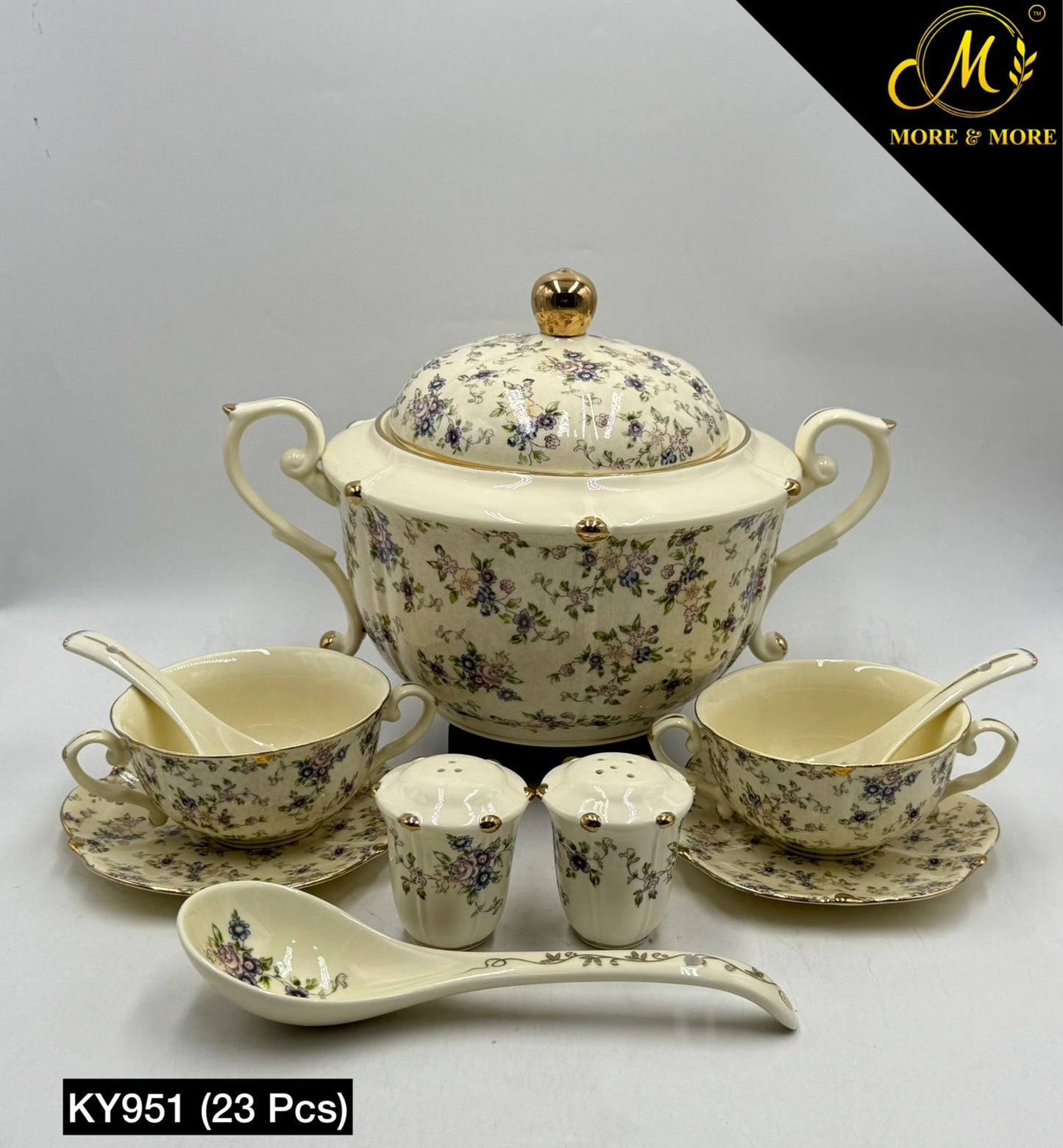 Royal Albert Style 23-Pcs Soup Set | Off-White Body