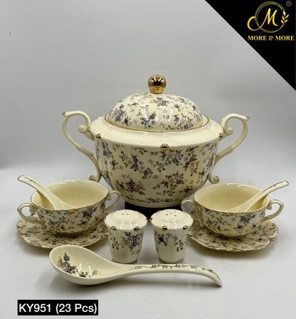 Royal Albert Style 23-Pcs Soup Set | Off-White Body