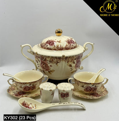 Royal Albert Style 23-Pcs Soup Set | Off-White Body