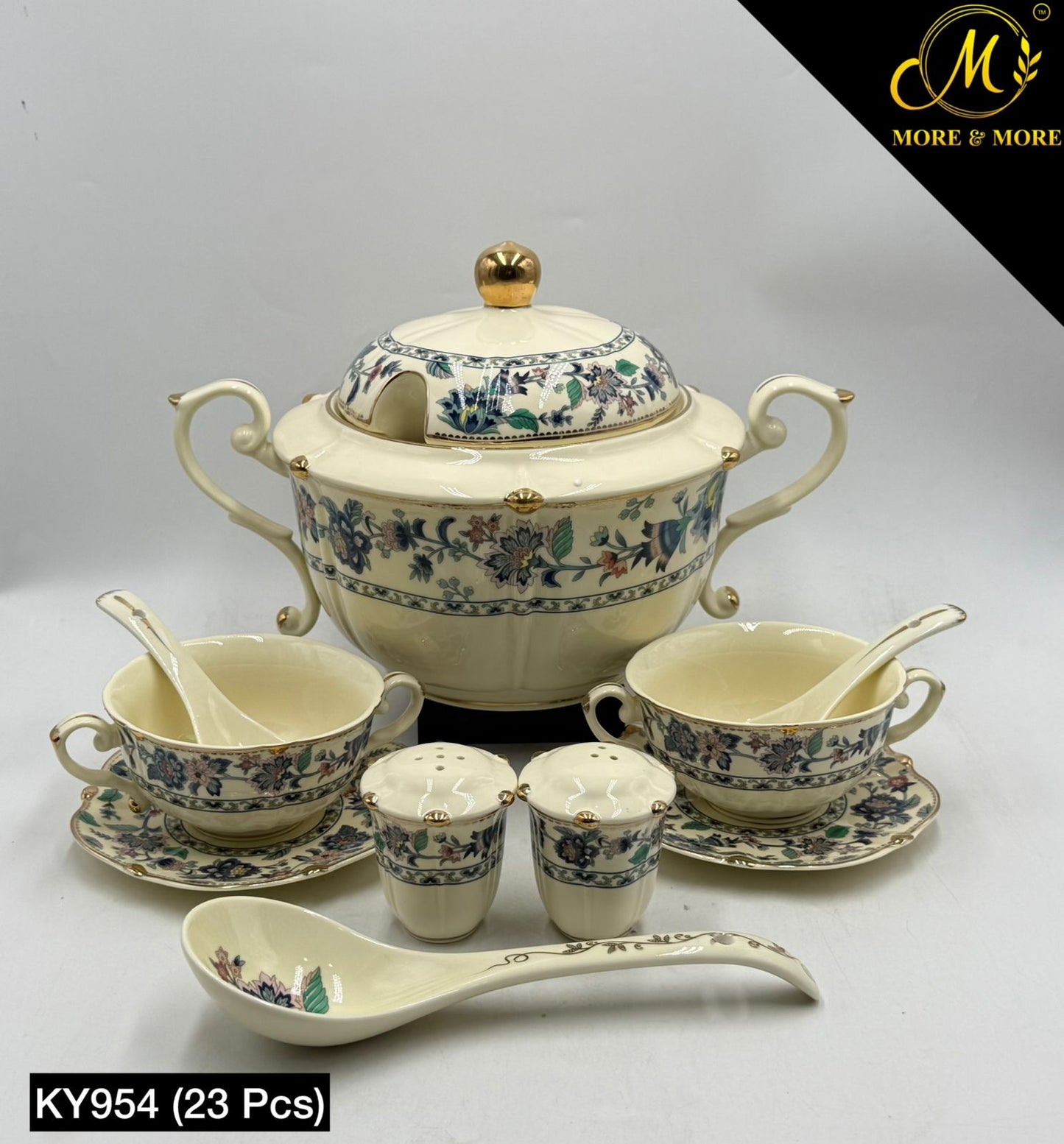Royal Albert Style 23-Pcs Soup Set | Off-White Body