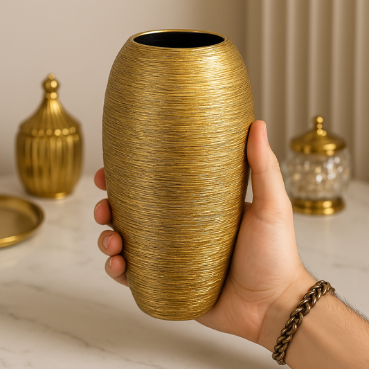 Luxury Textured Gold Decorative Vase – Premium Home Décor Centerpiece for Modern Interiors