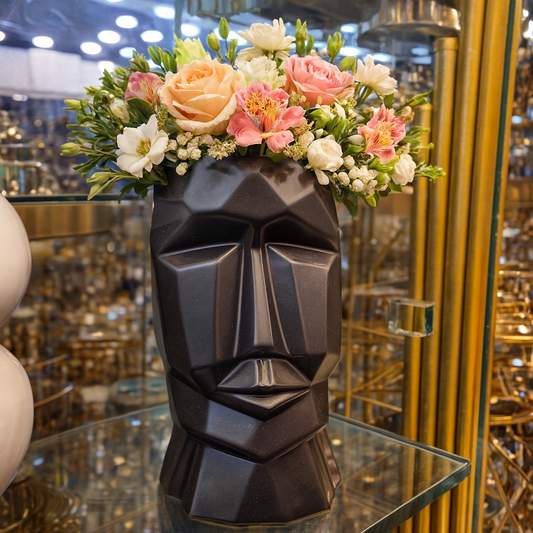Geometric Face Planter Vase – Modern Abstract Sculpture Home Décor
