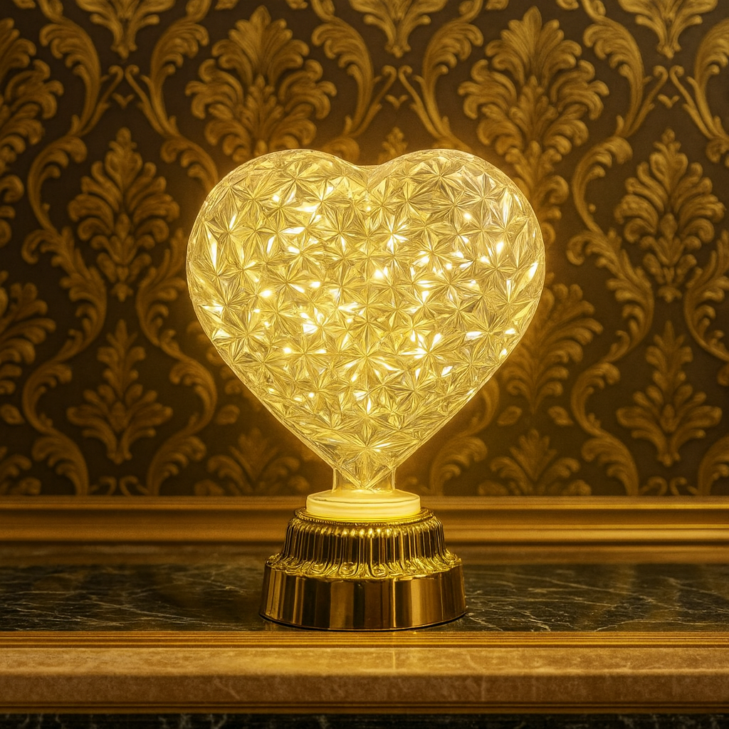 Luxury Crystal Heart LED Table Lamp – Elegant Romantic Night Light for Bedroom & Living Room