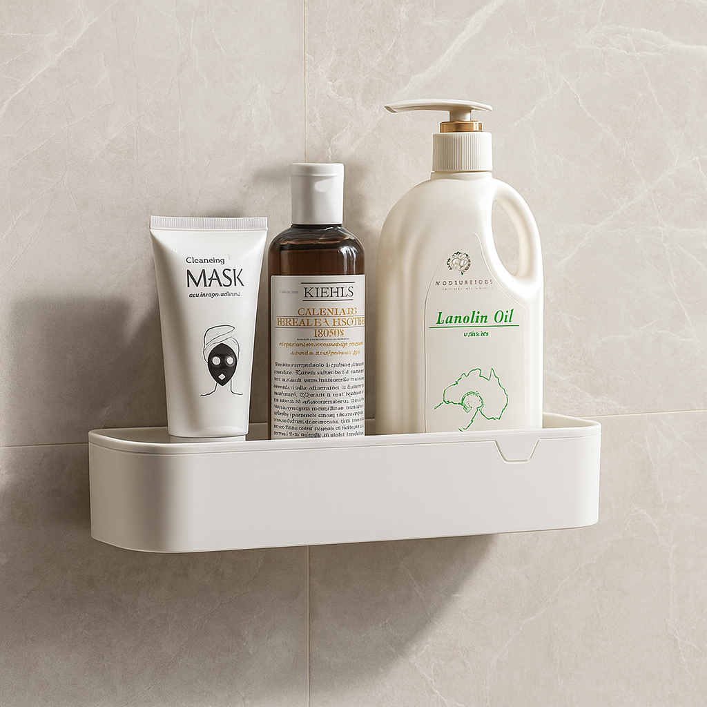 Luxury No-Drill Waterproof Bathroom Shelf & Tissue Holder – Wall-Mounted Multi-Purpose Organizer