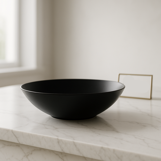 Matte Black Luxury Soup Plate Set – 6 Pcs | Premium Ceramic Tableware for Elegant Dining