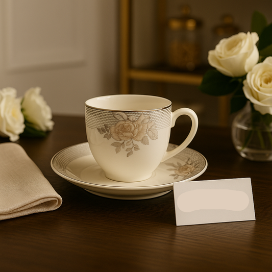 Luxury Porcelain Cup and Saucer Set – 6 Pieces | Elegant Floral Tea Set | Adornia Pakistan