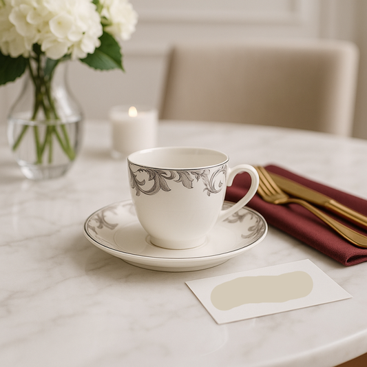 Luxury Porcelain Cup and Saucer Set – 6 Pieces | Elegant Floral Tea Set | Adornia Pakistan