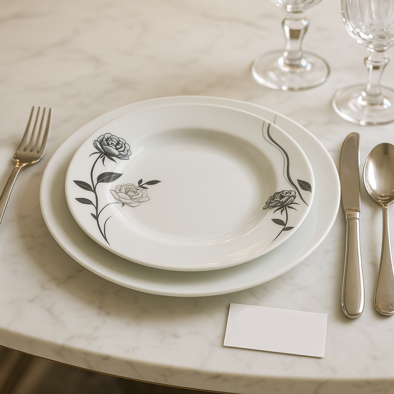 Luxury Floral Dinner Plate Set – 6 Pcs Elegant Porcelain Plates | Premium Tableware for Dining