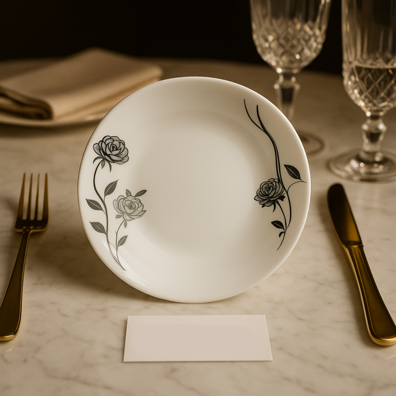 Elegant Floral Quarter Plate Set – 6 Pcs | Premium Ceramic Tableware for Modern Dining