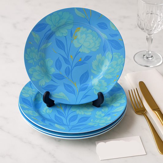 Luxury Blue Floral 18-Piece Dinner Plate Set – Elegant Ceramic Tableware | Premium Dining Set for Home & Special Occasions