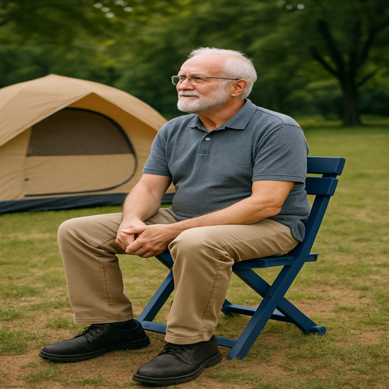 Luxury Blue Folding Patio Chair – Modern Outdoor Seating
