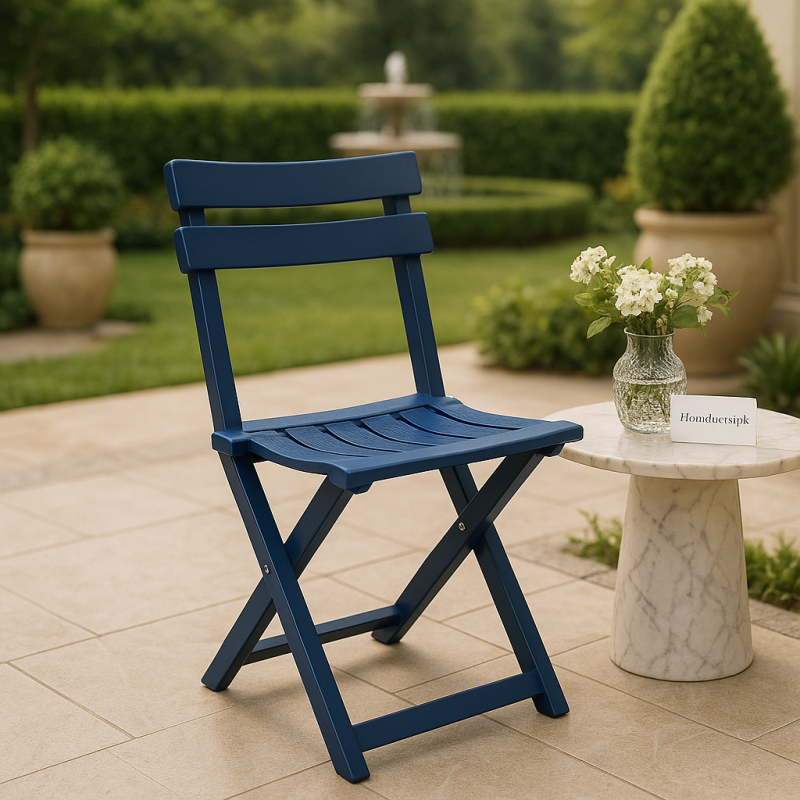 Luxury Blue Folding Patio Chair – Modern Outdoor Seating