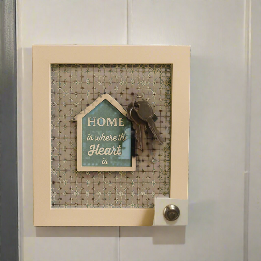 Luxury Wooden Wall Key Holder Frame | “Home Is Where The Heart Is” Decorative Organizer for Home Décor
