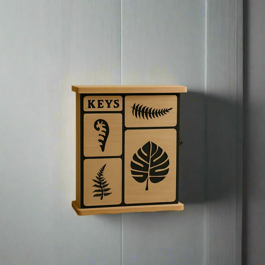 Luxury Wooden Leaf Carved Key Holder Box | Wall Mount Organizer for Home & Office Décor