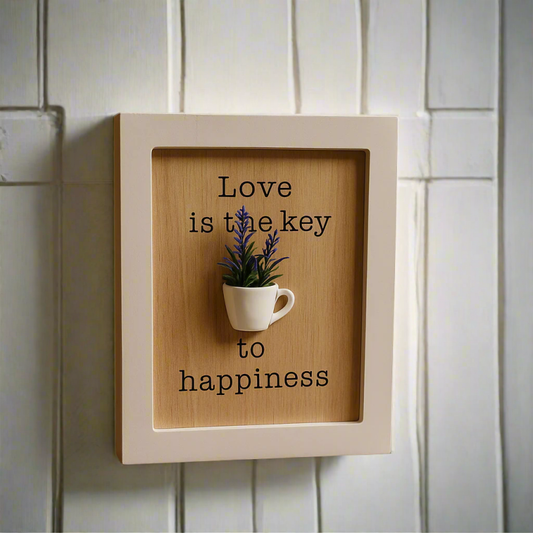 Love is the Key Wooden Wall Key Holder Frame | Decorative Home Organizer & Wall Décor
