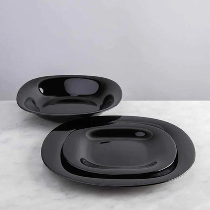 Black Diamonds 18 PCS Opal Dinner Plate Set | Square Shape Tableware Adornia Pakistan