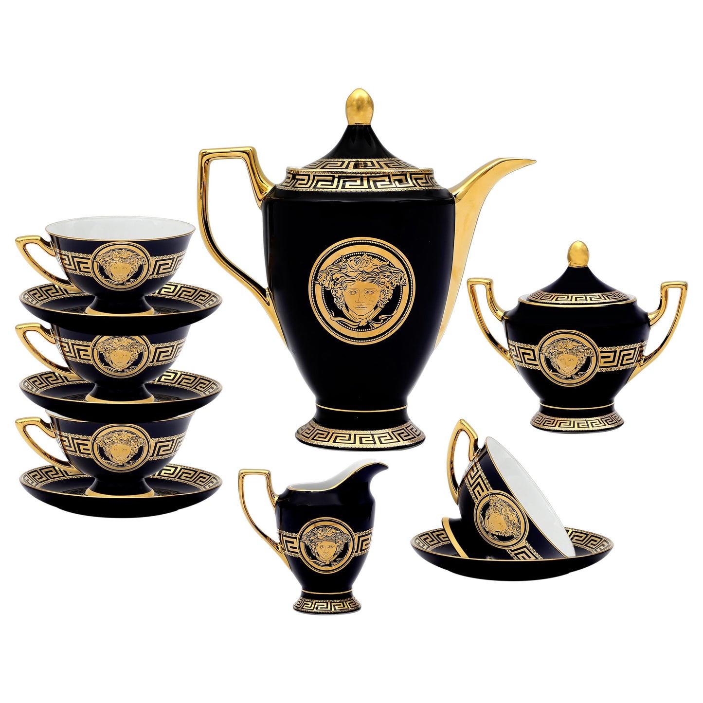 15-Piece Versace-Inspired Bone China Tea Cup & Saucer Set
