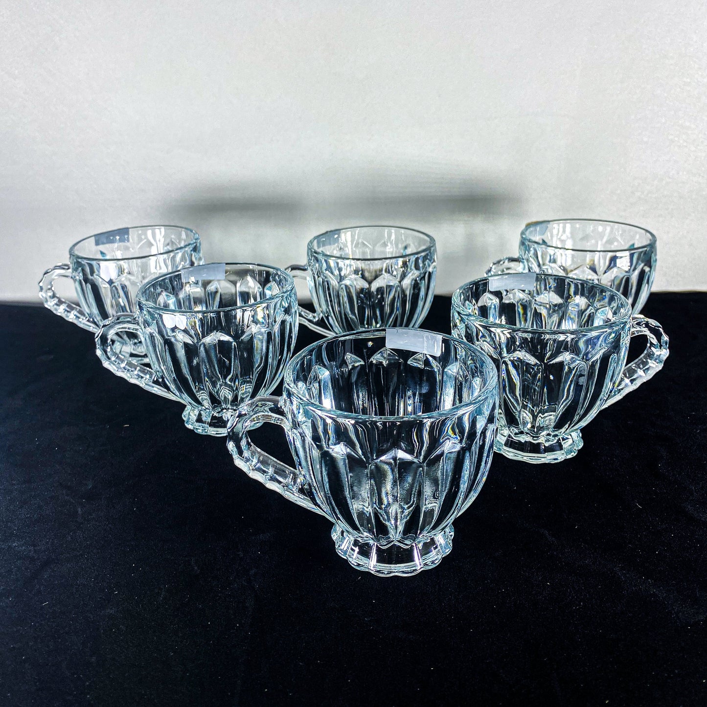 Vintage-Inspired Crystal Water Mugs 6pcs