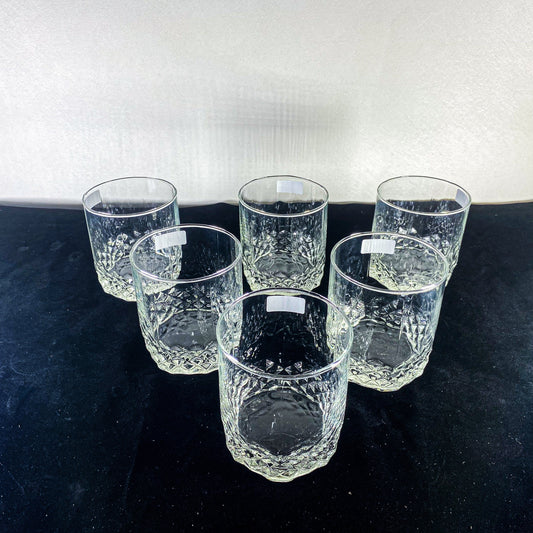 Set of six crystal cut glasses