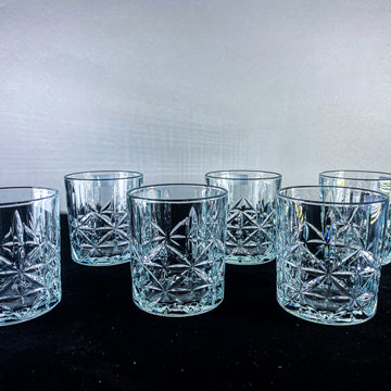 6 PCS GLASS ,Brilliant clarity with intricate diamond pattern design