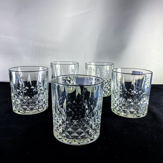 6 PCS GLASS,CLARITY WITH INTRICATE DIAMOND PATTERN DESIGN 340ml