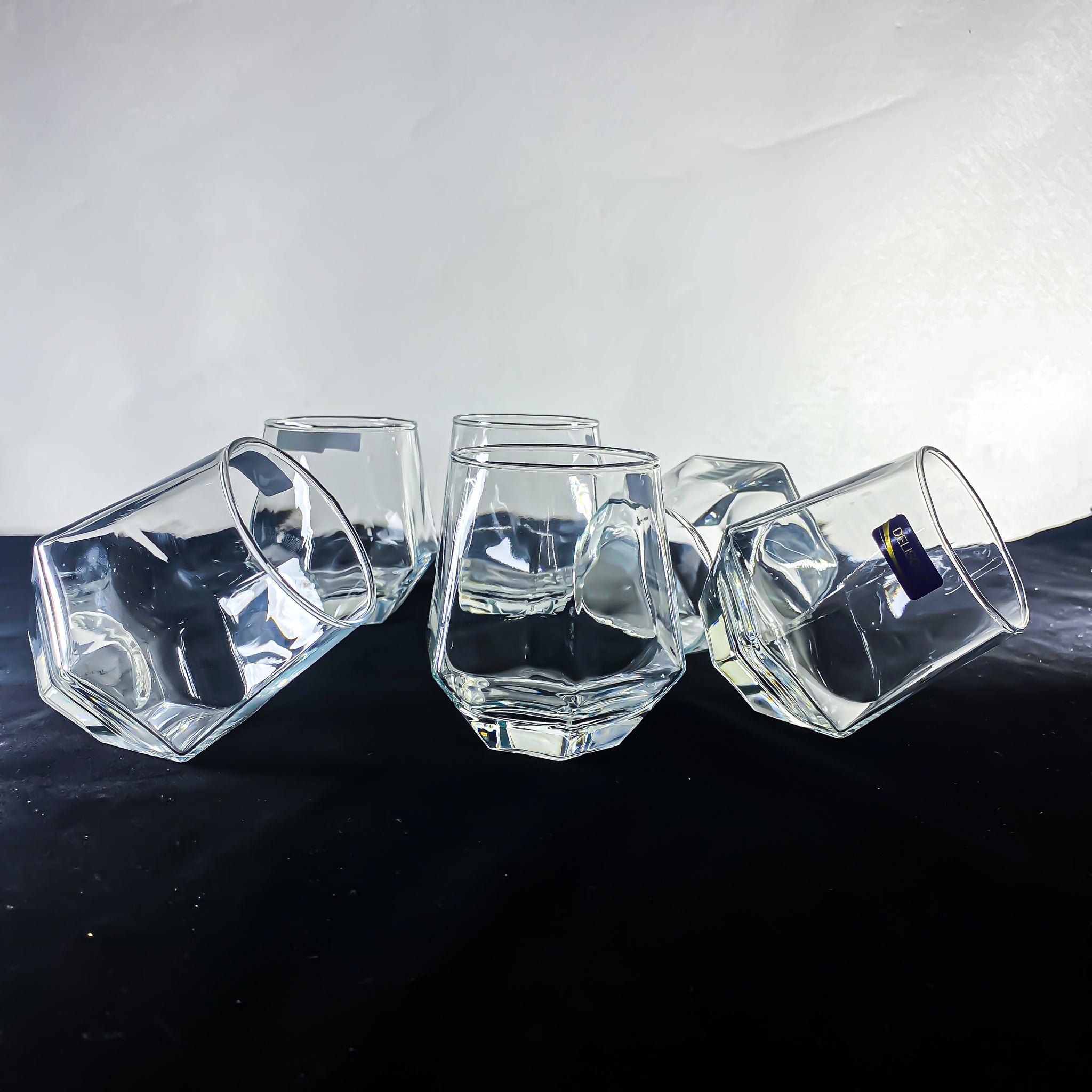 6 PCS DIMOND SHAP CRYSTAL CLEAN GLASS FOR JUICE OR DRINK ETC 340ml