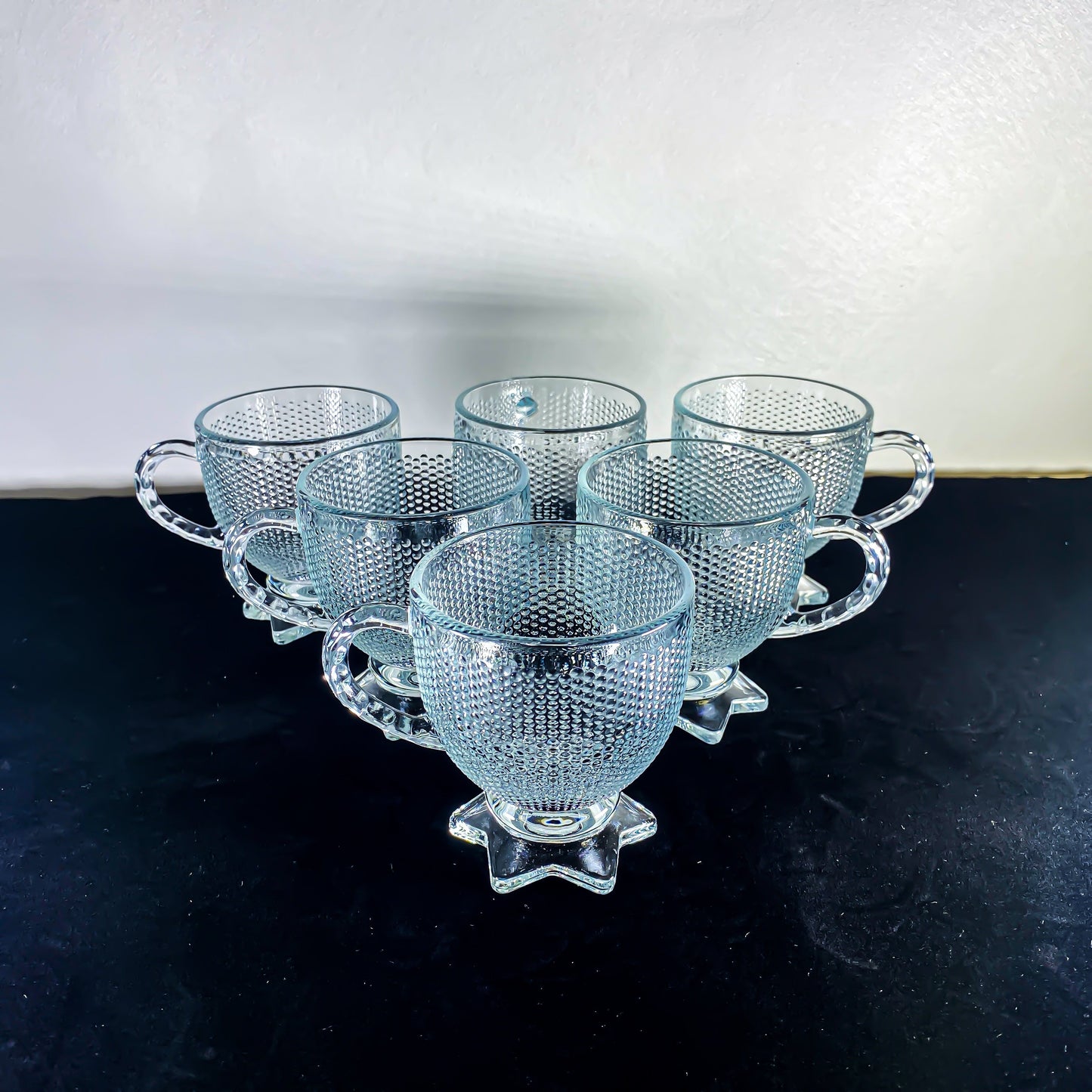 SET OF 6 CRYSTAL-CUT GLASS TEA CUPS, 210ml