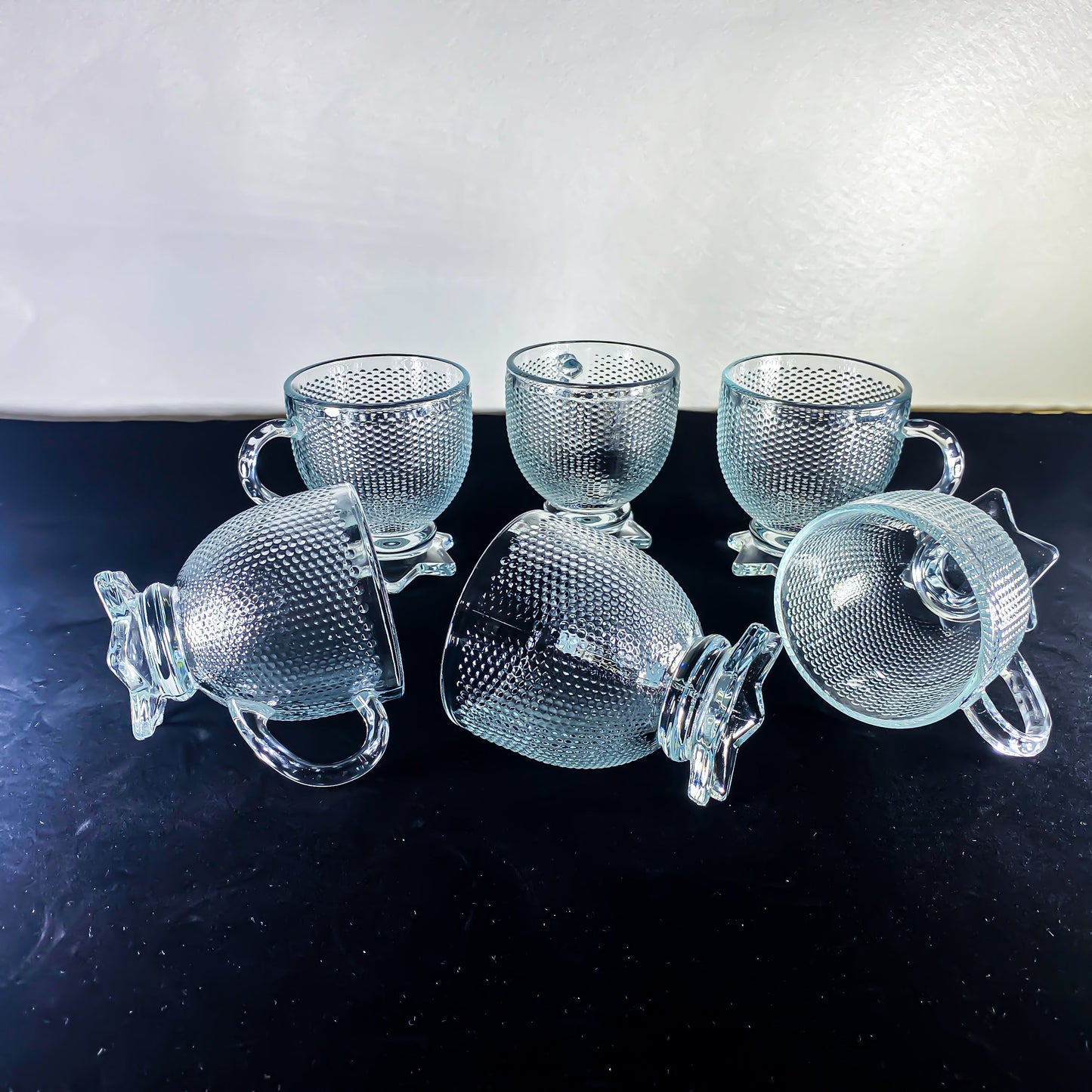 SET OF 6 CRYSTAL-CUT GLASS TEA CUPS, 210ml