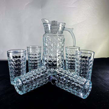 7PCS SET, 6 GLASS AND 1 JUG ENJOY A LUXARY FEELING ,1700/278ml