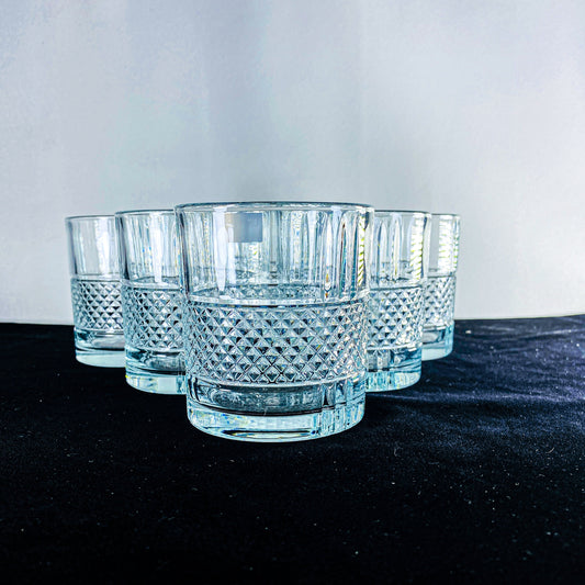 6 PCS GLASS ,BRILLIANT CLARITY WITH INTRICATE DIAMOND PATTERN DESIGN, for juice , drinks ,  for water glass,