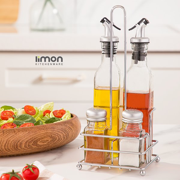 Limon Glass Sauce 4 Pcs Set With Stand