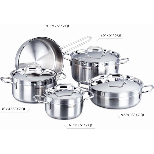 Korkmaz Stainless Steel Cookware 9pcs Set