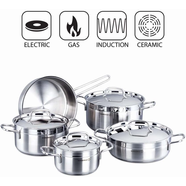 Korkmaz Stainless Steel Cookware 9pcs Set