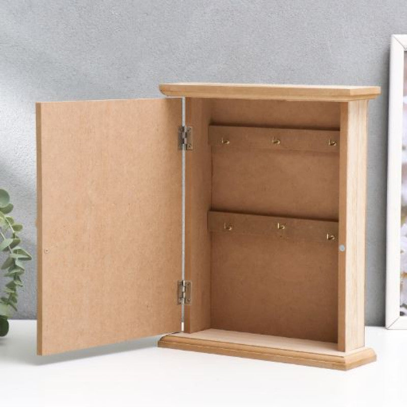 Wooden 6 Hooks Key Holder Box