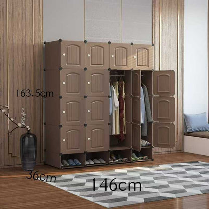 Large DIY Modular Wardrobe – Portable Cube Storage Closet with Hanging Rod, Shelves & Integrated Shoe Rack