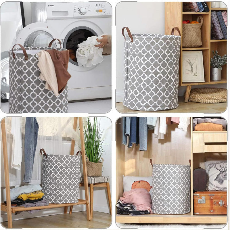 Folding Fabric Laundry Basket Design-Quatrefoil