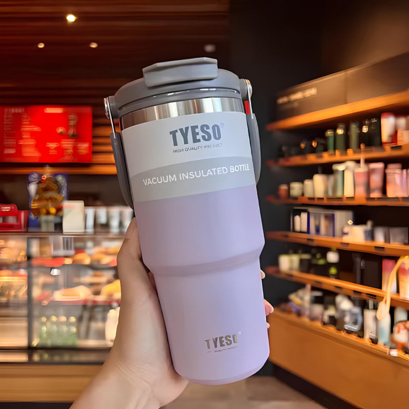 “TYESO® SteelCore Stainless Steel Dual-Lid Tumbler with Top-Handle (900ml) (TS-8828)”