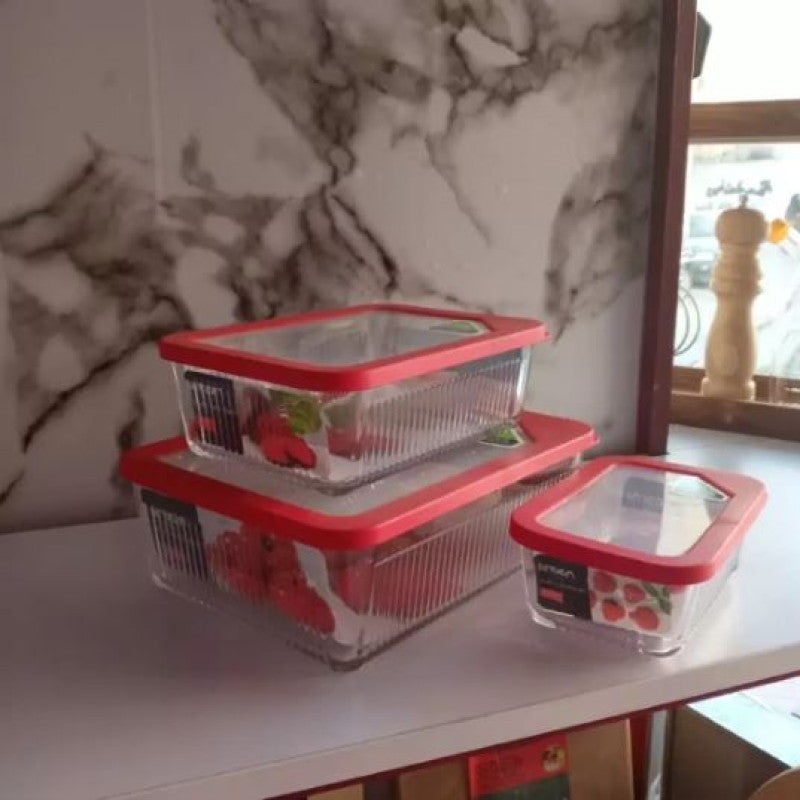 (Pack of 3) Limon Unbreakable Glass Food Container Set