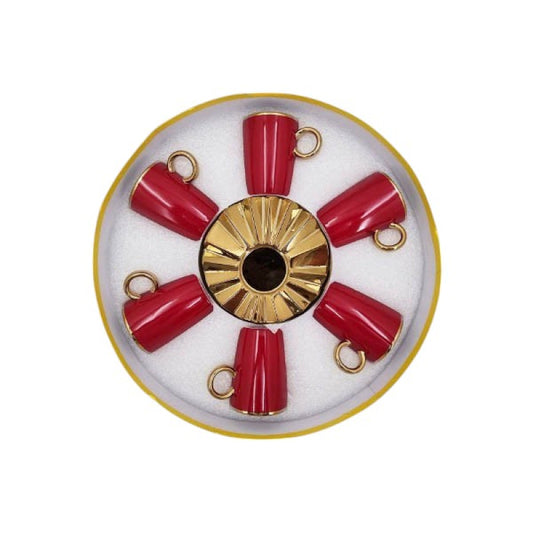 6pcs Cup Saucer Gold+Red ANGELA 8c-MG330