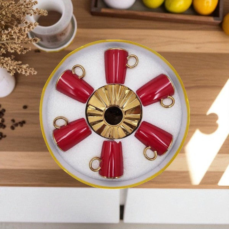 6pcs Cup Saucer Gold+Red ANGELA 8c-MG330